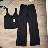 Abercrombie and Fitch Black SET AND WHITE SET Pointelle Sleep Set Photo 0