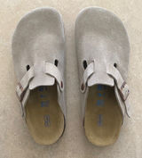 Birkenstock Boston Taupe Suede Clogs Photo 0