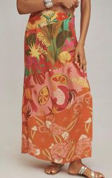 Satin Slip A-Line Sheer Floral Maxi Skirt, Size S Photo 0