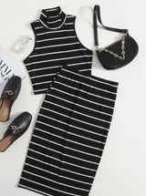 SheIn Striped  Skirt / Tank Set Photo 0