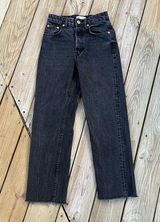Zara Women's High Waisted Button Fly Jeans Black Wash 100% Cotton Size 2 Photo 0