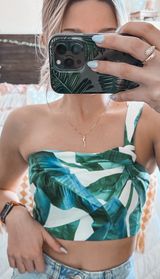 Guess by Marciano One Shoulder Leaf Print Crop Top  Photo 0