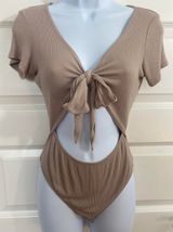 Forema Boutique Taupe Cutout Bodysuit  Photo 0