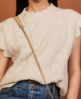 Sandro Cable Knit Wool Blend Beige Sweater Vest Women's Size Small Photo 0