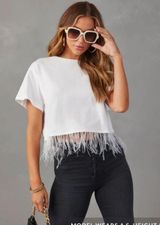 VICI Feather Trim Cotton Tee Photo 0