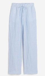 H&M linen-blend pull on pants blue and white! Photo 0