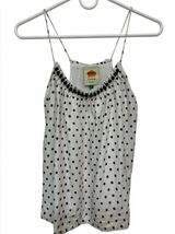 Farm Rio Onca Dot black white dot beaded neckline linen blend top Photo 0