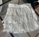 White Fringe Mini Skirt Size L Photo 0
