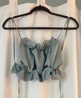 Open Back Satin Going Out Top Blue Photo 0