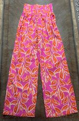 Orange And Pink Wide Leg Linen Pants Photo 0