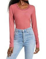 Socialite Long Sleeve Scoop Neck Crop Top In Mauve Medium NWT Photo 0
