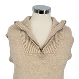 Pink Rose Sleeveless Beige Mock Neck Quarter Zip Sweater Vest Size Small Photo 0