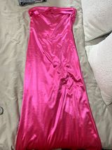 Pink Satin Midi Dress Photo 0
