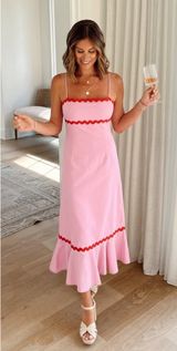 Vestique Pink and red midi dress Photo 0