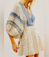 NEW Free People Sweet Southwest Embroidered Tea Combo Beige Mini Dress XS Photo 0