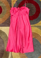 Aritzia  Hot Pink Satin Lightweight Mini Slip Dress Spaghetti Straps XS Photo 0