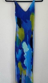 PrettyLittleThing Blue and Purple Pleated Dress Beach Cover up NWOT Photo 0