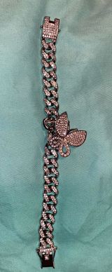 Butterfly Cuban link bracelet Silver Photo 0