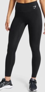 Gymshark Women’s Training Leggings Black With White Logo Size Medium Photo 0