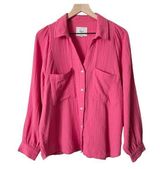 Rails Ellis Shirt Hibiscus 100% Organic Cotton Gauze Classic Chic Size Medium Photo 0