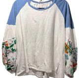 Umgee Women's XL Floral Raglan Long Sleeve Top Multicolor Casual Photo 0