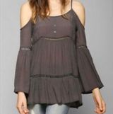Staring At Stars Gray Cold Shoulder Blouse Photo 0