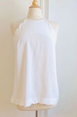 Vanilla Bay  Size M Scalloped High Neck Sleeveless White Tunic Blouse Tank Shirt Photo 0