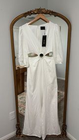 White Cut Out Back Elegant Jumpsuit Photo 0