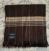 Christian Dior Brown Plaid Wool Scarf — See Pictures! Has a few small holes as shown. Not very noticeable in the plaid pattern.  Dimensions: 11.5 inches wide by 51.5 inches long.  Photo 0