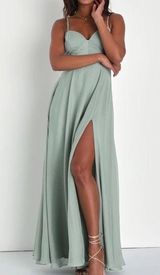 NWT Lulu’s Dreamy Destiny Sage Green Pleated Backless Maxi Dress 👗 Photo 0
