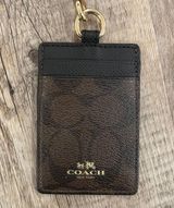 Coach ID Lanyard Signature NWT Gold Brown Black Photo 0