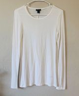 Halogen small basic stretch white comfy long sleeve top Photo 0