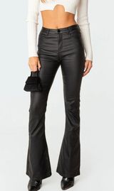 Edikted Black Leather flare Pants Photo 0