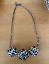 Navy Blue And Silver Statement Necklace Photo 0