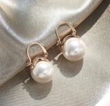 Elegant White Pearl Drop Dangle Earrings for Women Gold Photo 0