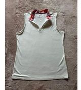 Tommy Bahama Women's White Pink Floral 1/4 front Zip Golf Polo‎ Shirt Sz S Photo 0