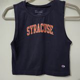 Champion Womens Cropped Tank Syracuse Navy Orange Running Shirt Large College Photo 0