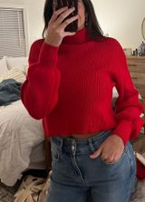 Blue Rain Red Turtleneck Sweater Photo 0