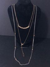 Luck brand triple strand gold and bronze toned layering chain necklace​ Photo 0