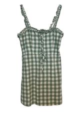 Hesperus Gingham Pattern Ruffle Top Sleeveless Mini Dress Medium Photo 0