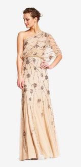 Adrianna Papell One Shoulder Beaded Gown Photo 0