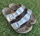 Birkenstock Arizona Sandals Silver Soft Footbed Photo 0