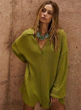 Free People Beach Picnic Sweater Romper In Lentil Sprout Size Small linen cotton Photo 0