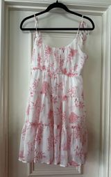 Pink and White Floral Dress Multiple Size L Photo 0
