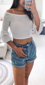 Bell Sleeve Crop Top White Size M Photo 0