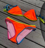 Bright orange multi colored strap bikini Photo 0