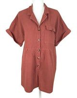 Madewell Lightspun Safari Romper Size L Weathered Brick Cotton Gauze *NO BELT Photo 0