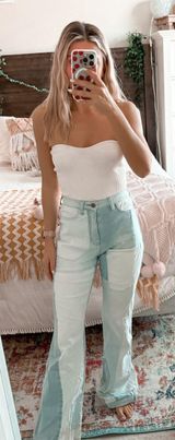 Akira Patch Work High Waisted Flare Jeans  Photo 0