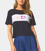 Bebe COPY -  COLOR BLOCK LOGO BOXY TEE Sz L NWT Photo 0