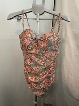 Shade & Shore Women's Shirred Bandeau One Piece Swimsuit Paisley large 12-14 Photo 0